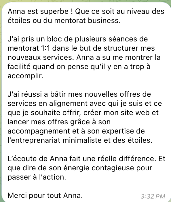 Témoignage cliente