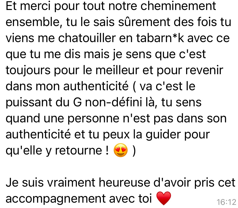 Témoignage cliente