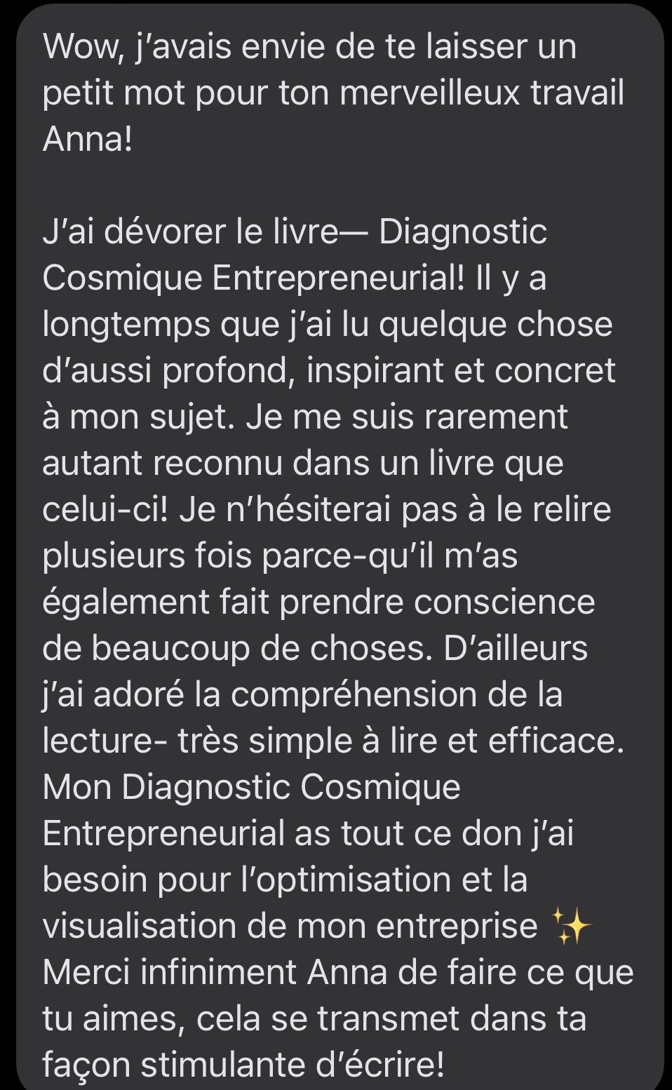 Témoignage cliente