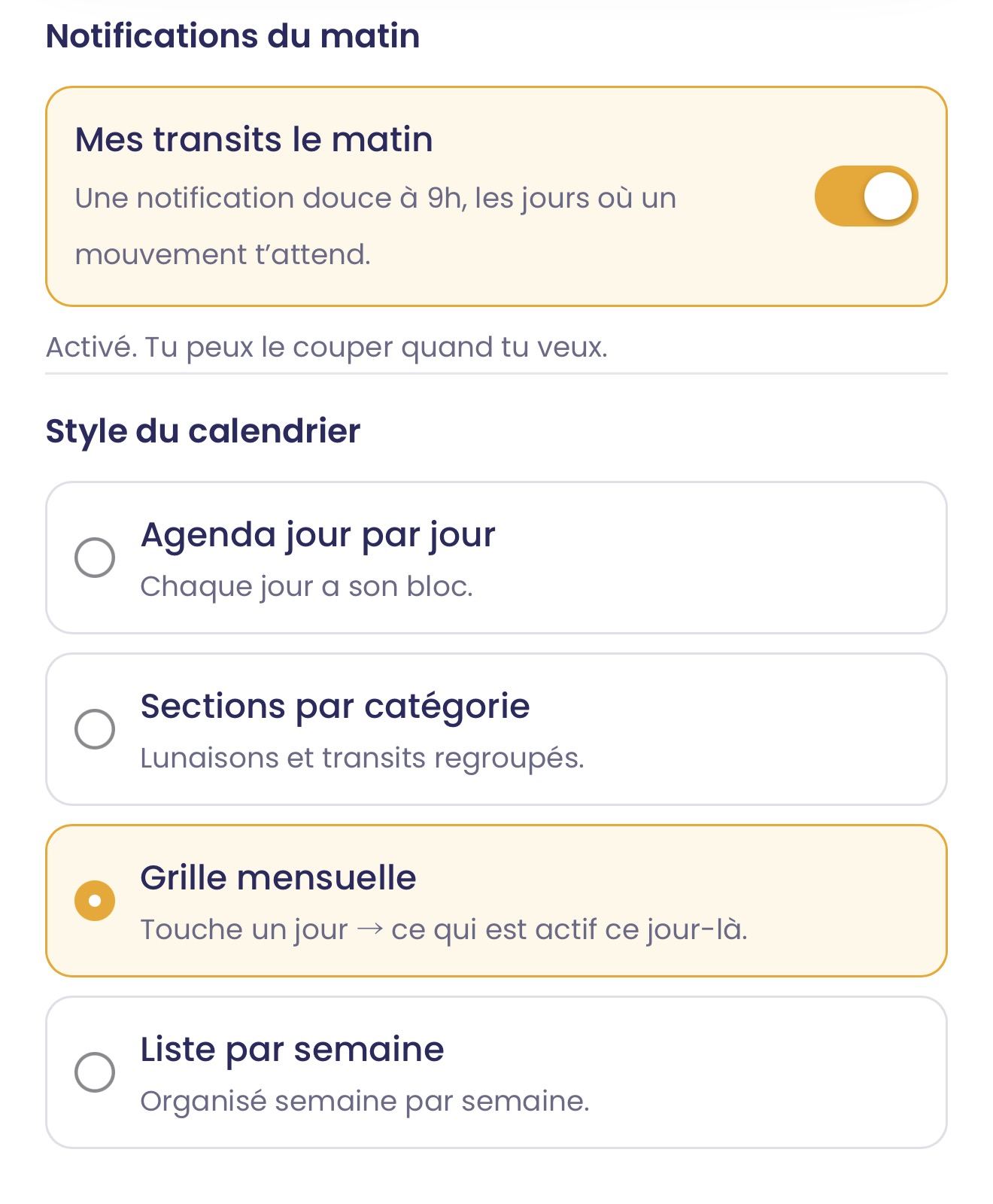 Aperçu Horizon : tes réglages et tes façons d'afficher le contenu