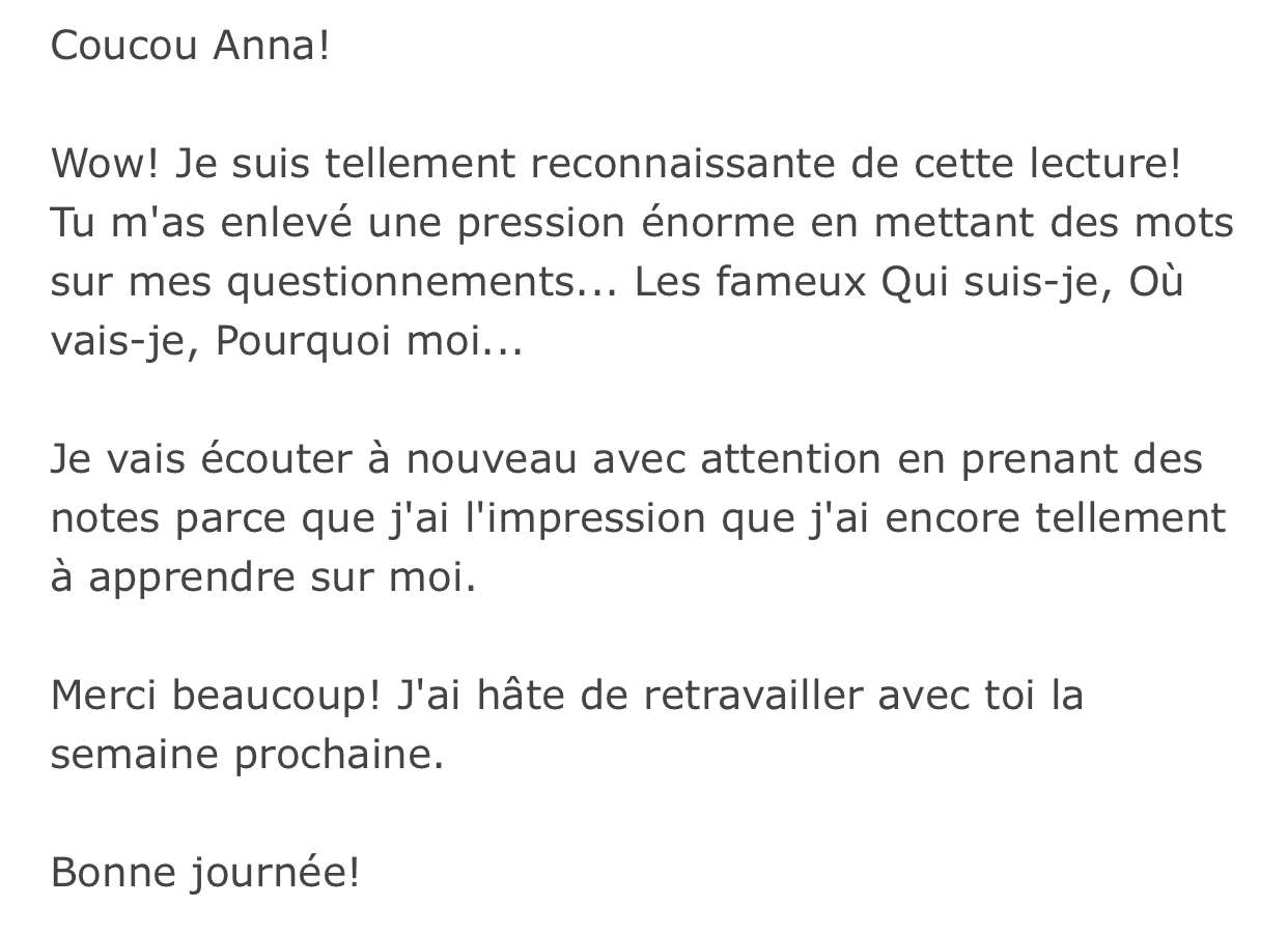 Témoignage cliente