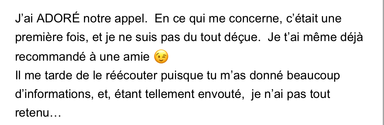 Témoignage cliente