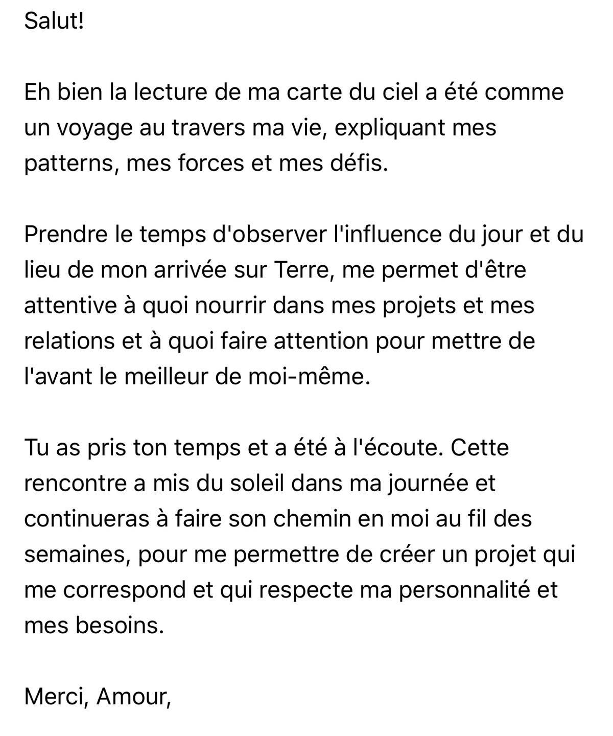 Témoignage cliente