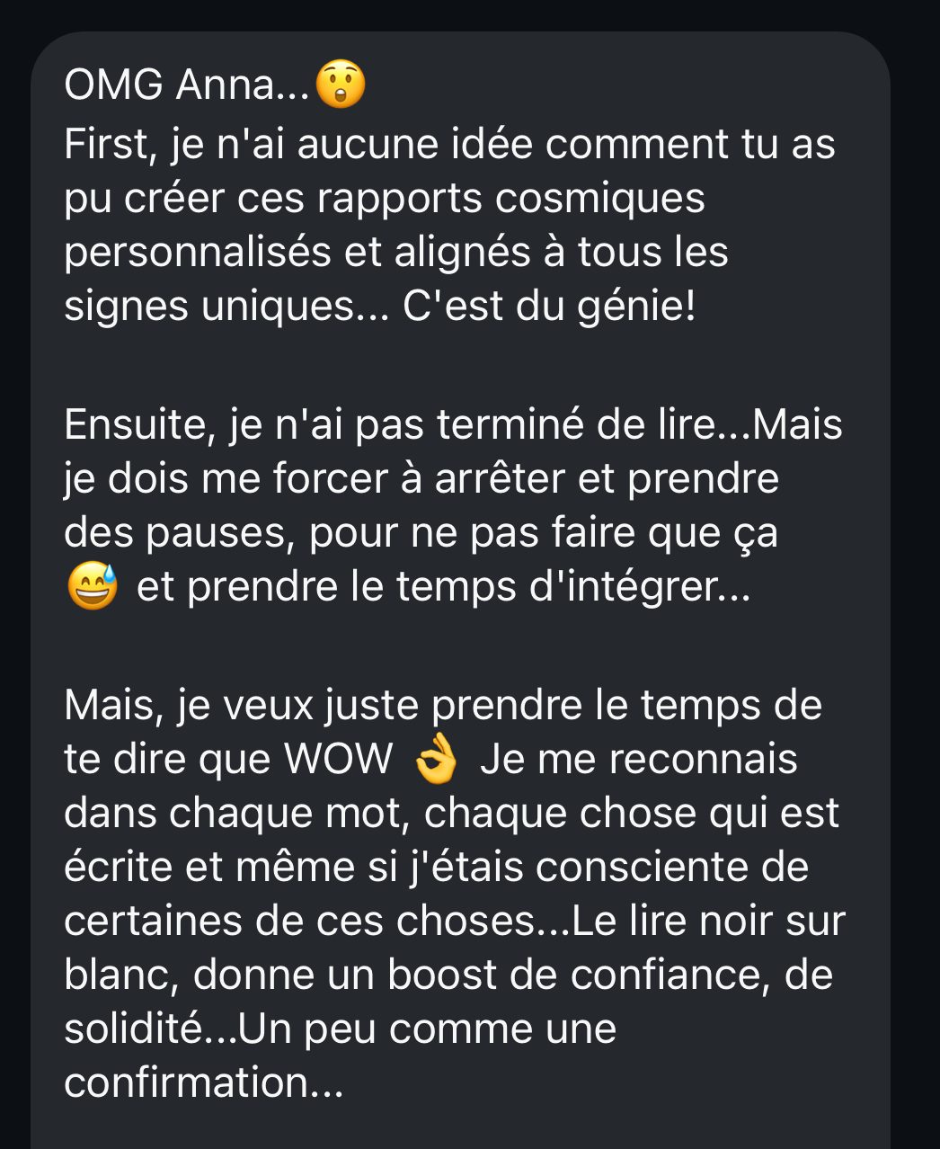 Témoignage cliente