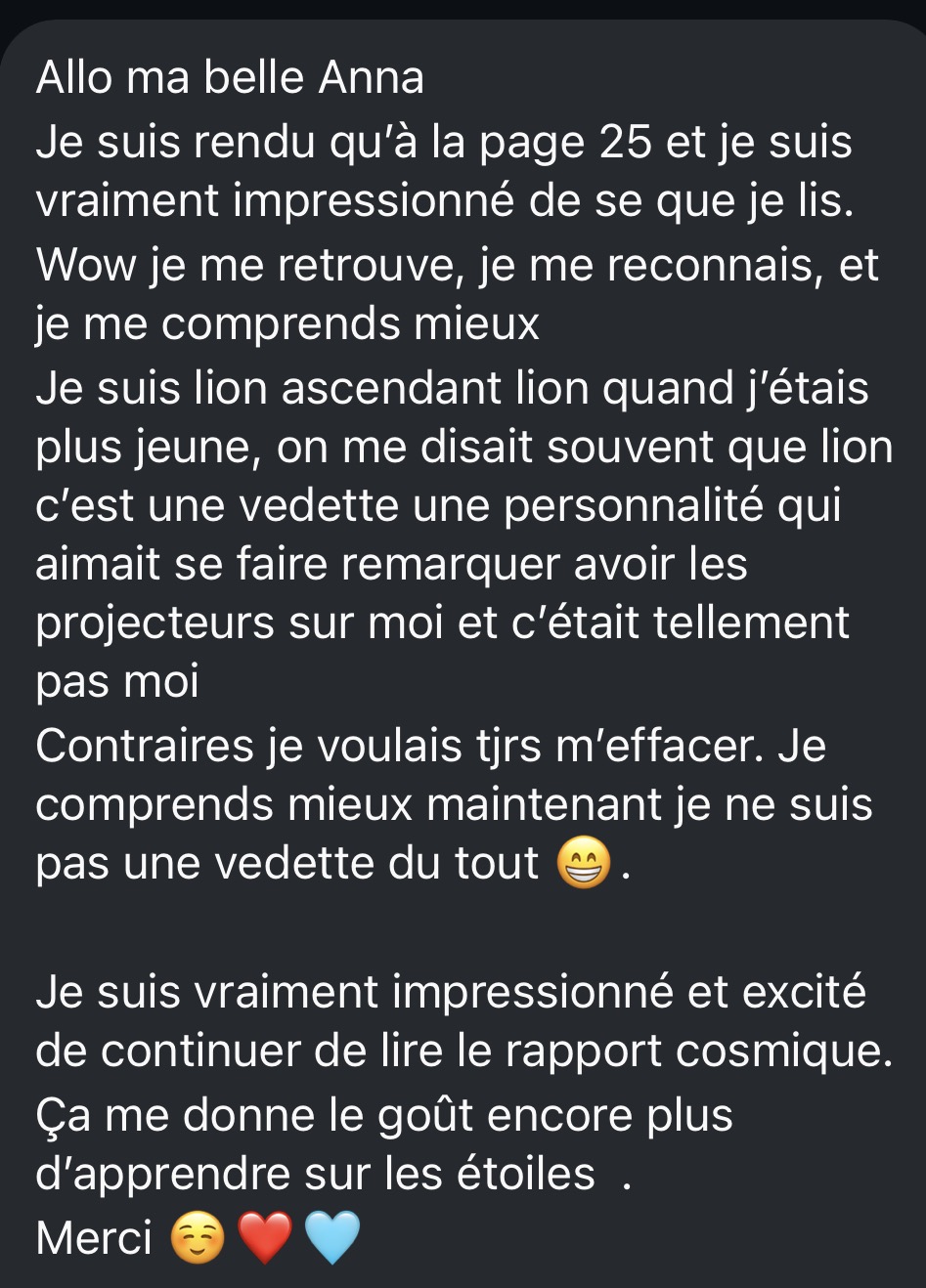 Témoignage cliente